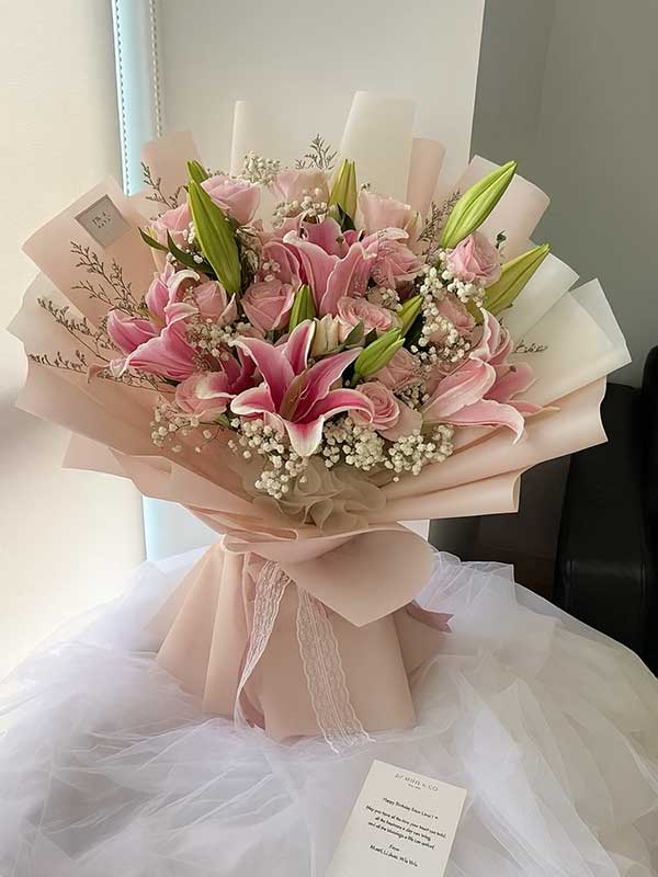 Pink Rose & Lily Delight