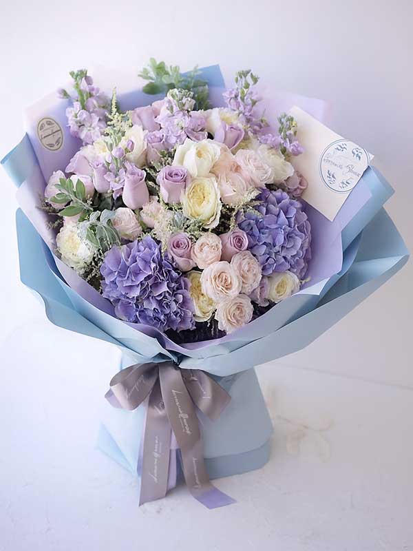 Purple Hydrangea & Rose Korean Wrap