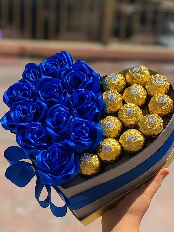 Blue Roses with Ferrero Rocher