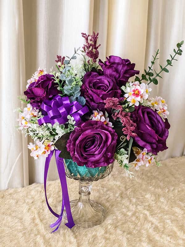 Artificial Red Roses & Orchids Box