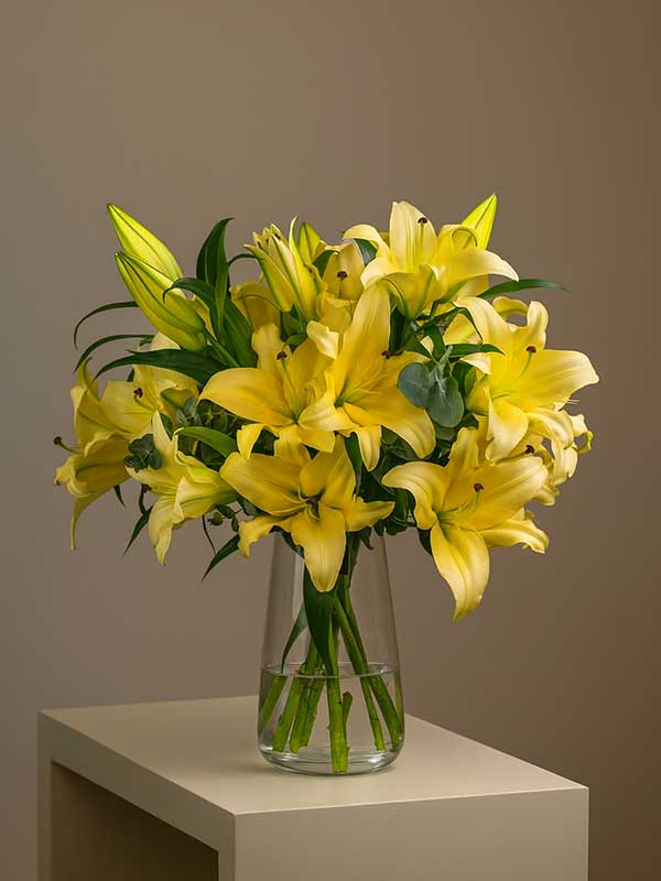 Yellow Oriental Lily Vase
