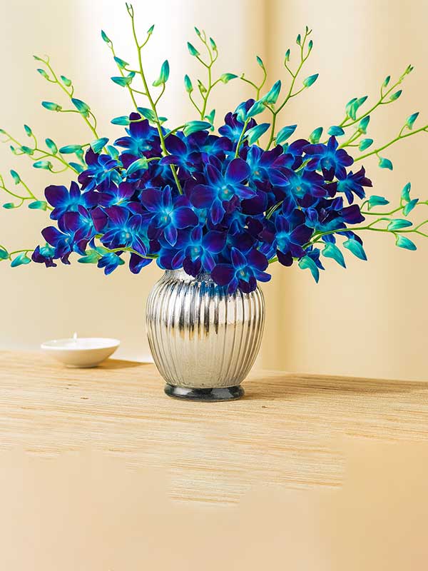 Blue Orchid Glass Vase