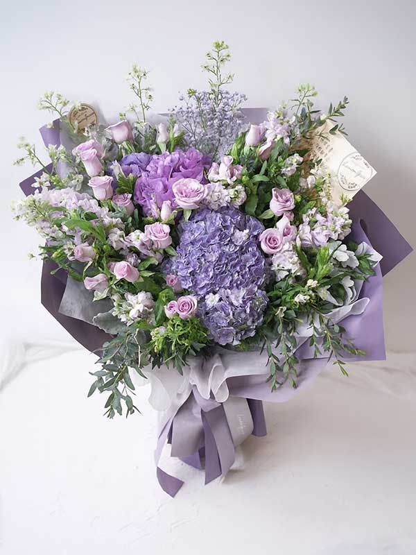 Luxury Purple Hydrangea & Pink Rose Bouquet